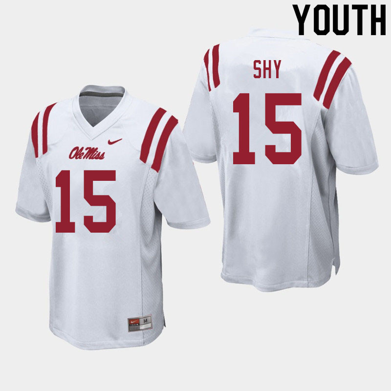 Youth #15 Sellers Shy Ole Miss Rebels College Football Jerseys Sale-White